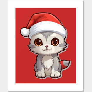 Cute Xmas Cat Posters and Art